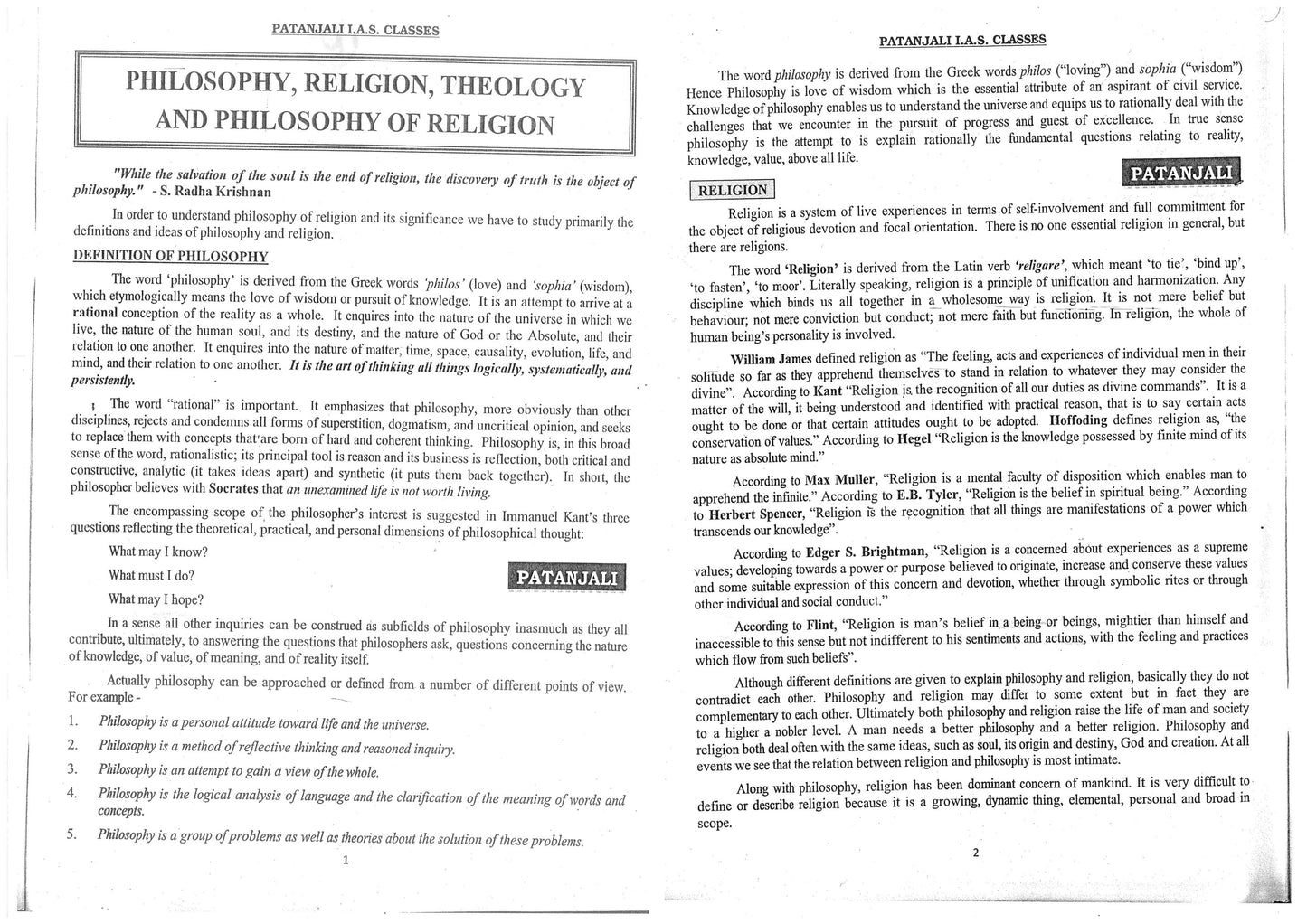 Patanjali IAS Philosophy Optional Notes (English Medium)