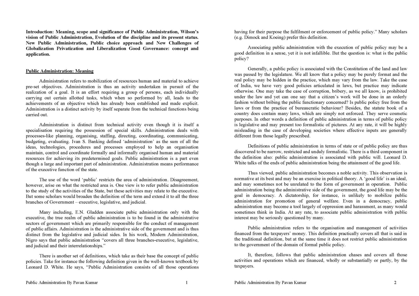 PAWAN KUMAR'S IAS Public Administration (Printed/Class Notes)English Medium