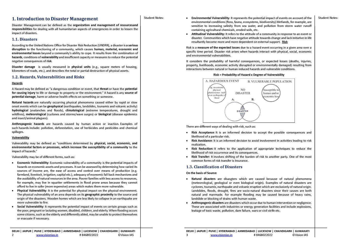 Disaster Management Vision IAS Updated Value Addition Material 2024 English/Hindi Medium