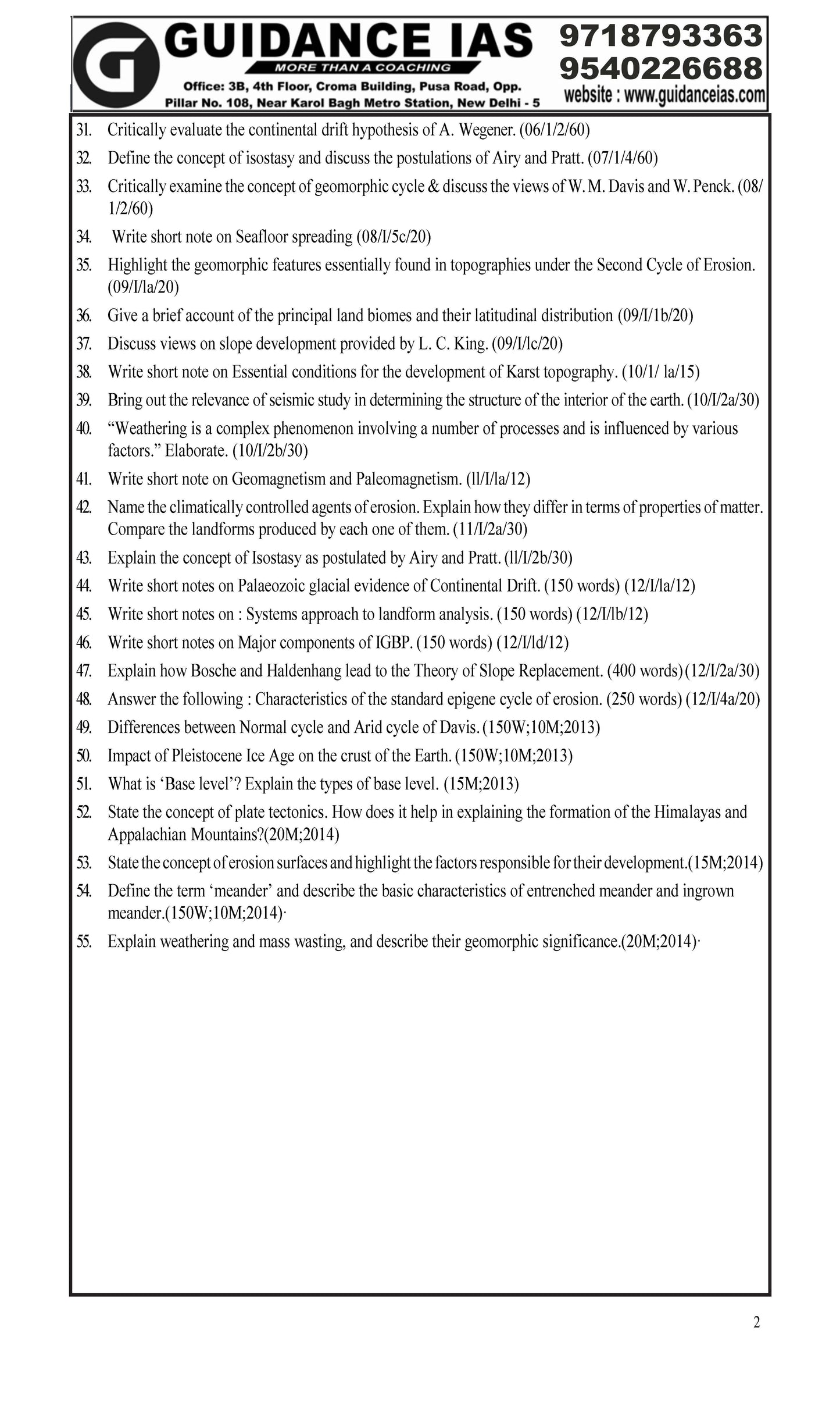 Guidance IAS Himanshu sir geography optional (Printed Notes) 2024