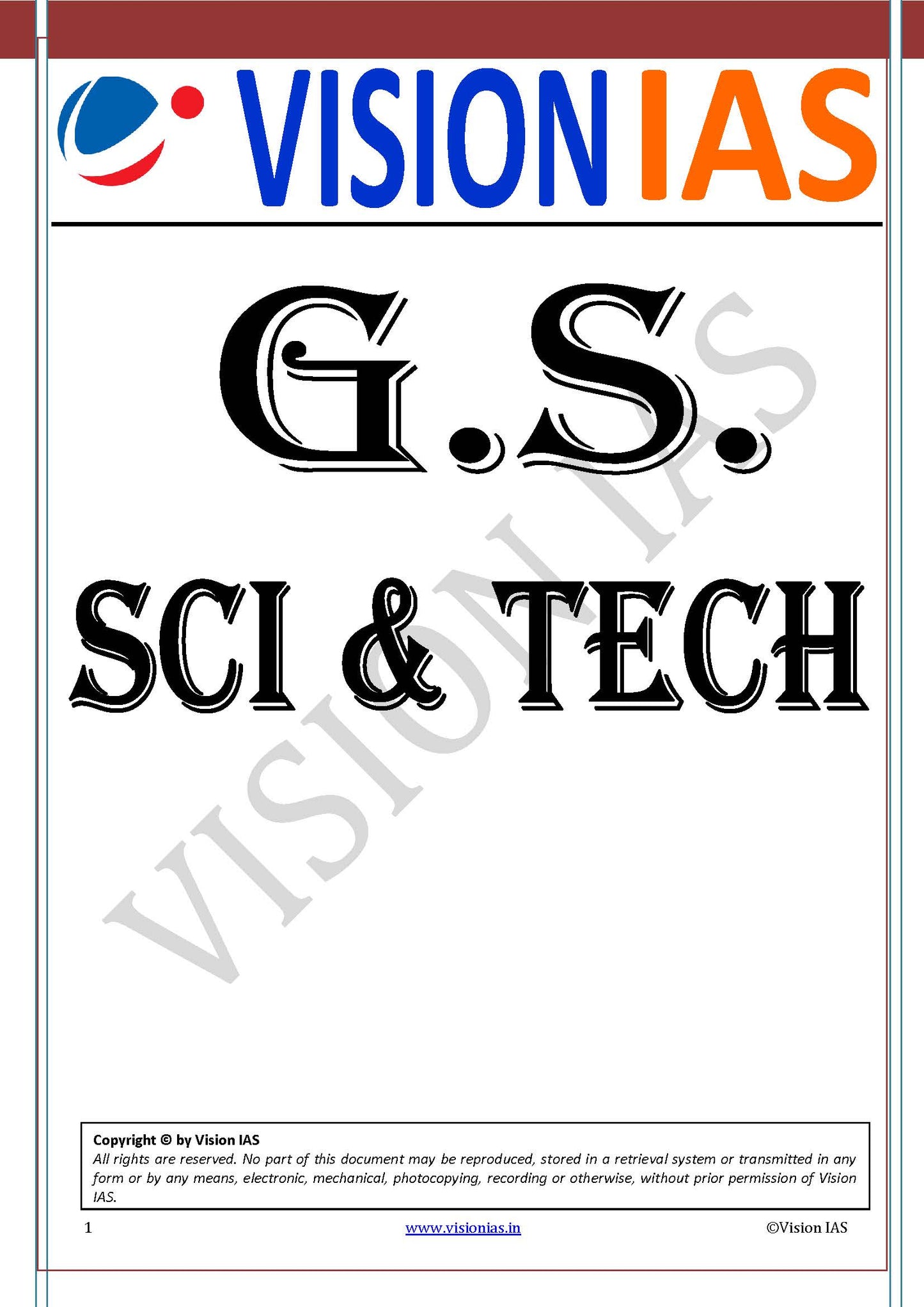 Science & Technology | विज्ञान और प्रौद्योगिकी Vision IAS Classroom Study Material General Studies (English/Hindi Medium)