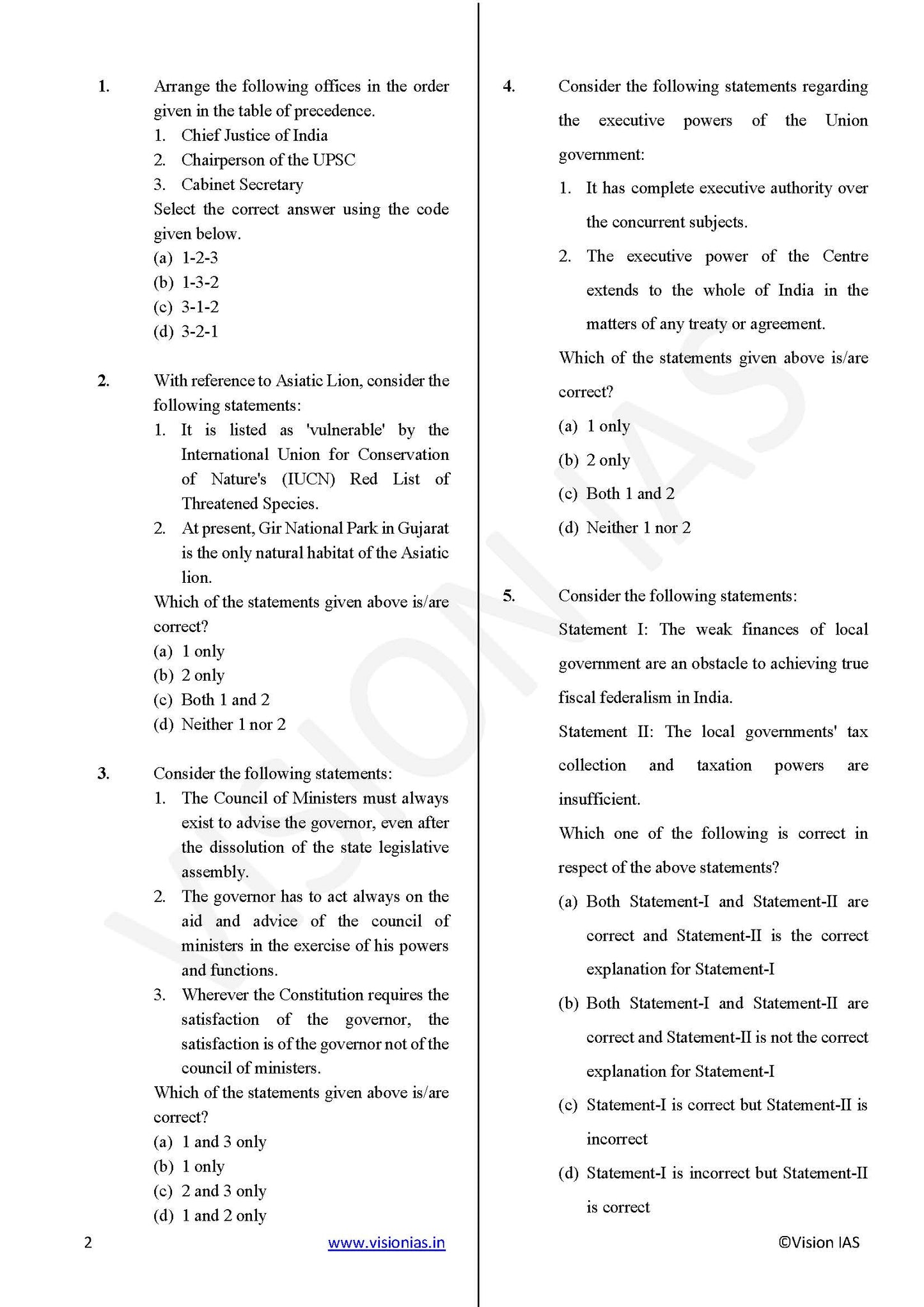 Vision IAS PT Test -10 (4710) 2025