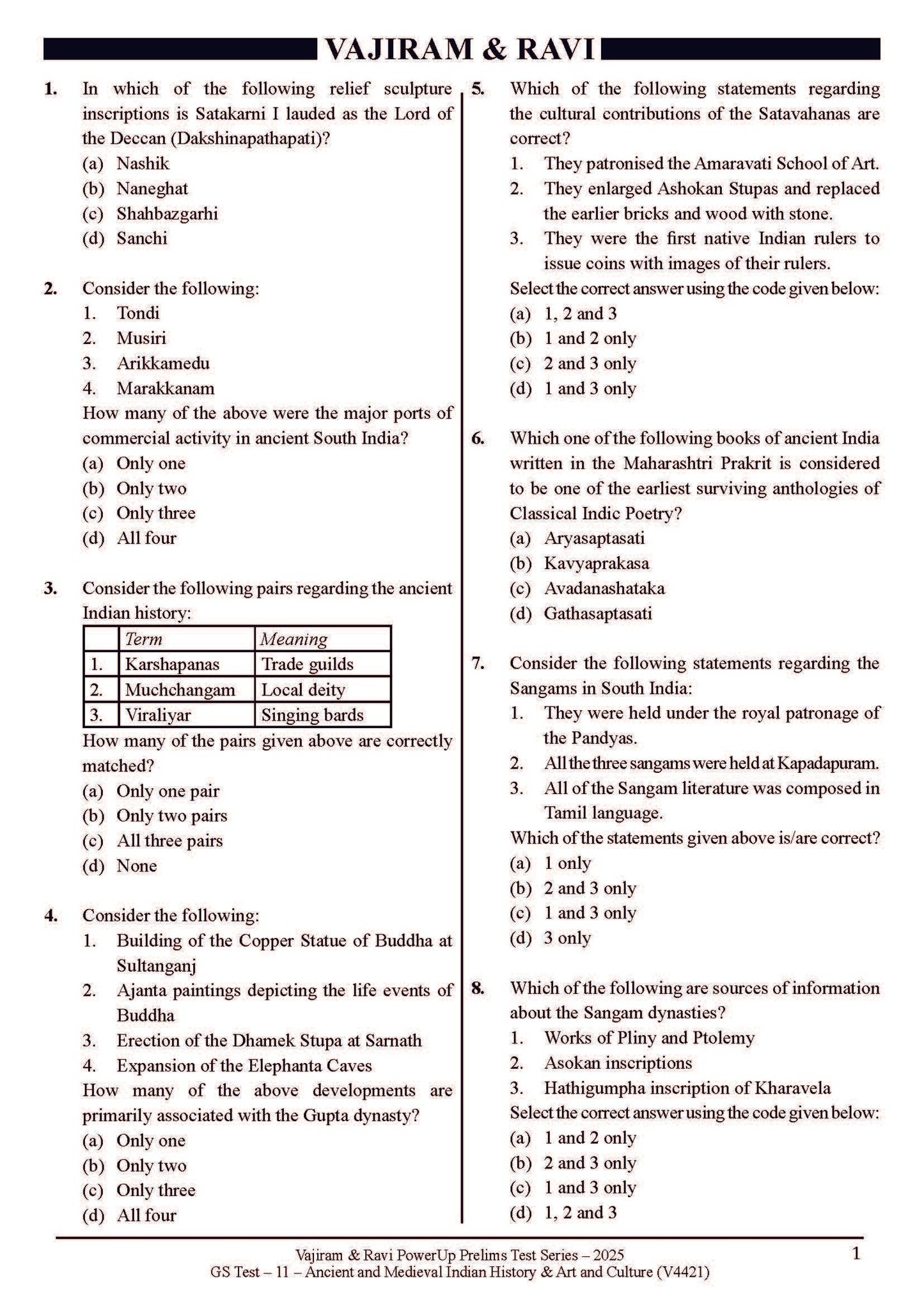 Vajiram & Ravi PowerUp Prelims Test Series –11 (V4421) 2025