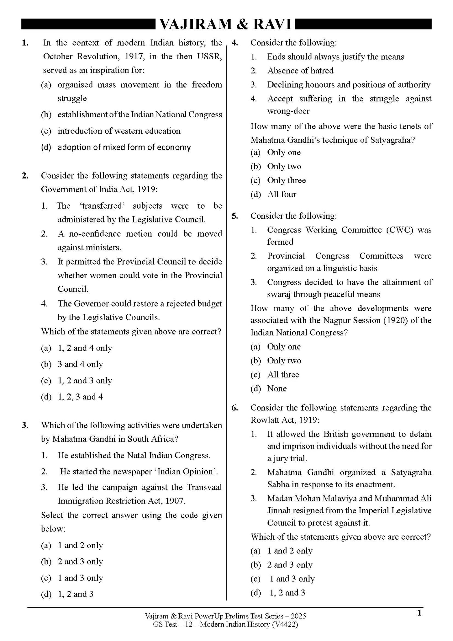 Vajiram & Ravi PowerUp Prelims Test Series –12 (V4422) 2025