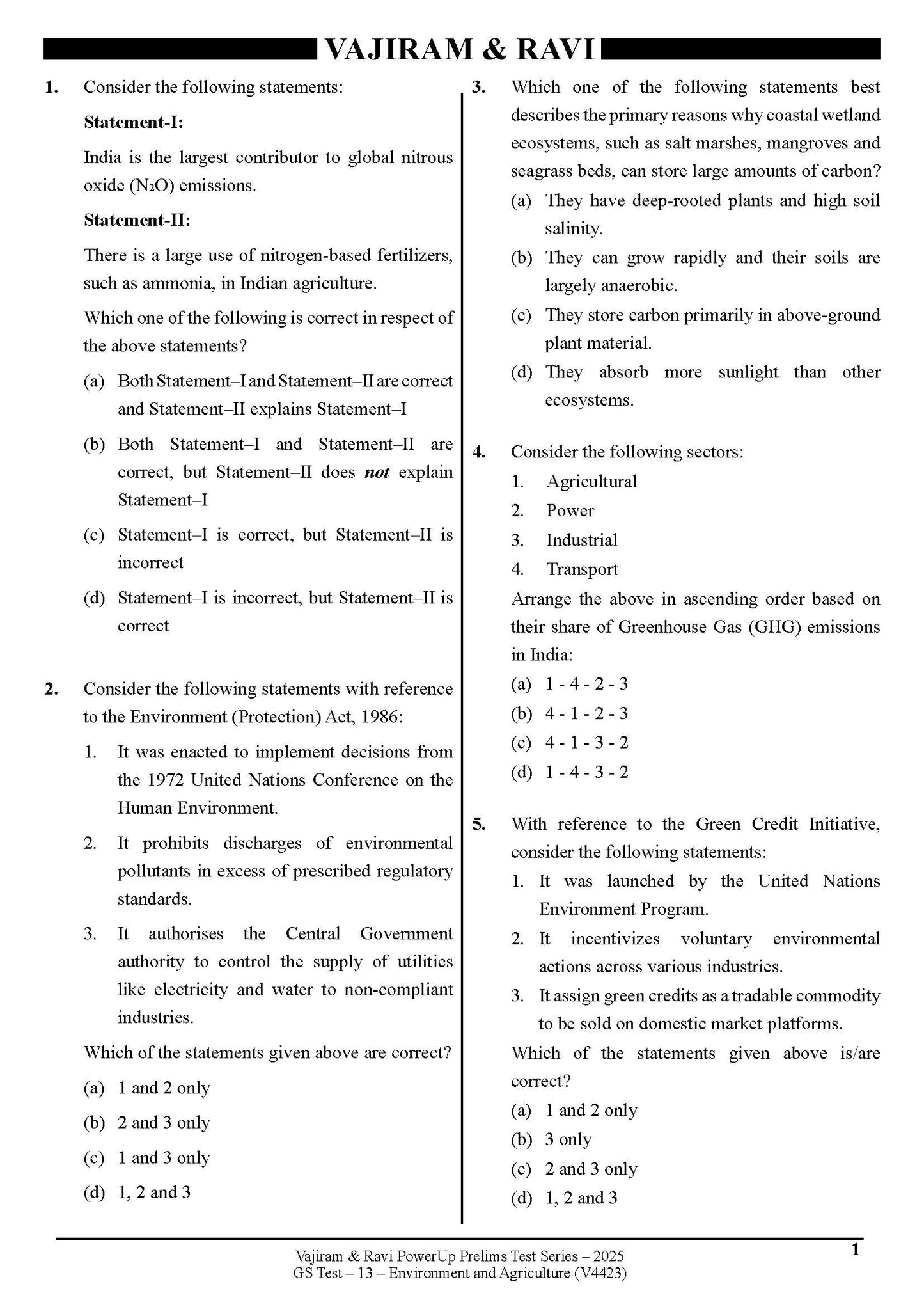 Vajiram & Ravi PowerUp Prelims Test Series –13 (V4423) 2025