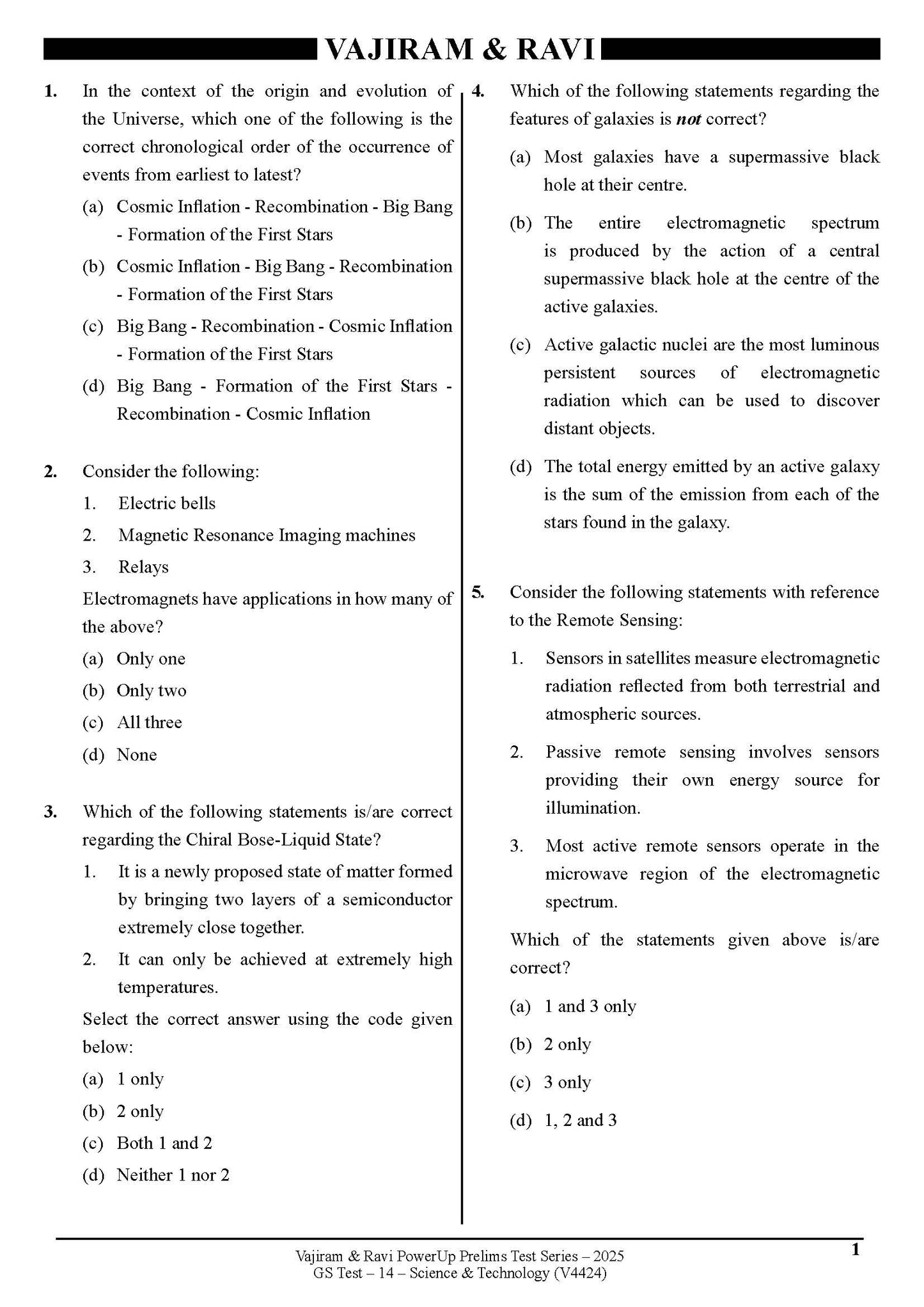 Vajiram & Ravi PowerUp Prelims Test Series –14 (V4424) 2025