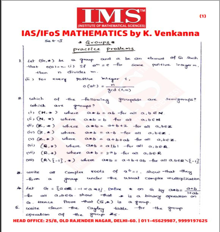 IMS MATHEMATICS OPTIONAL K VENKANNA SIR 2022