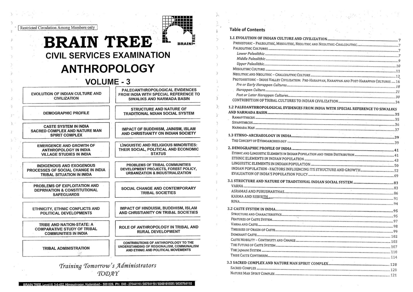 BRAIN TREE Anthropology Optional Notes (English Medium)