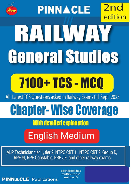 Pinnacle Railway General Studies 7100 TCS MCQ chapter-wise coverage 2nd Edition