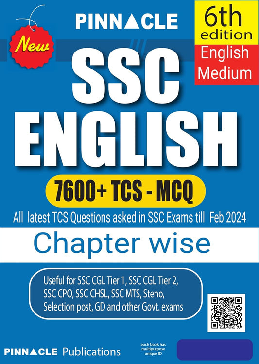 Pinnacle SSC English 7600+ TCS MCQ chapter-wise 6th edition