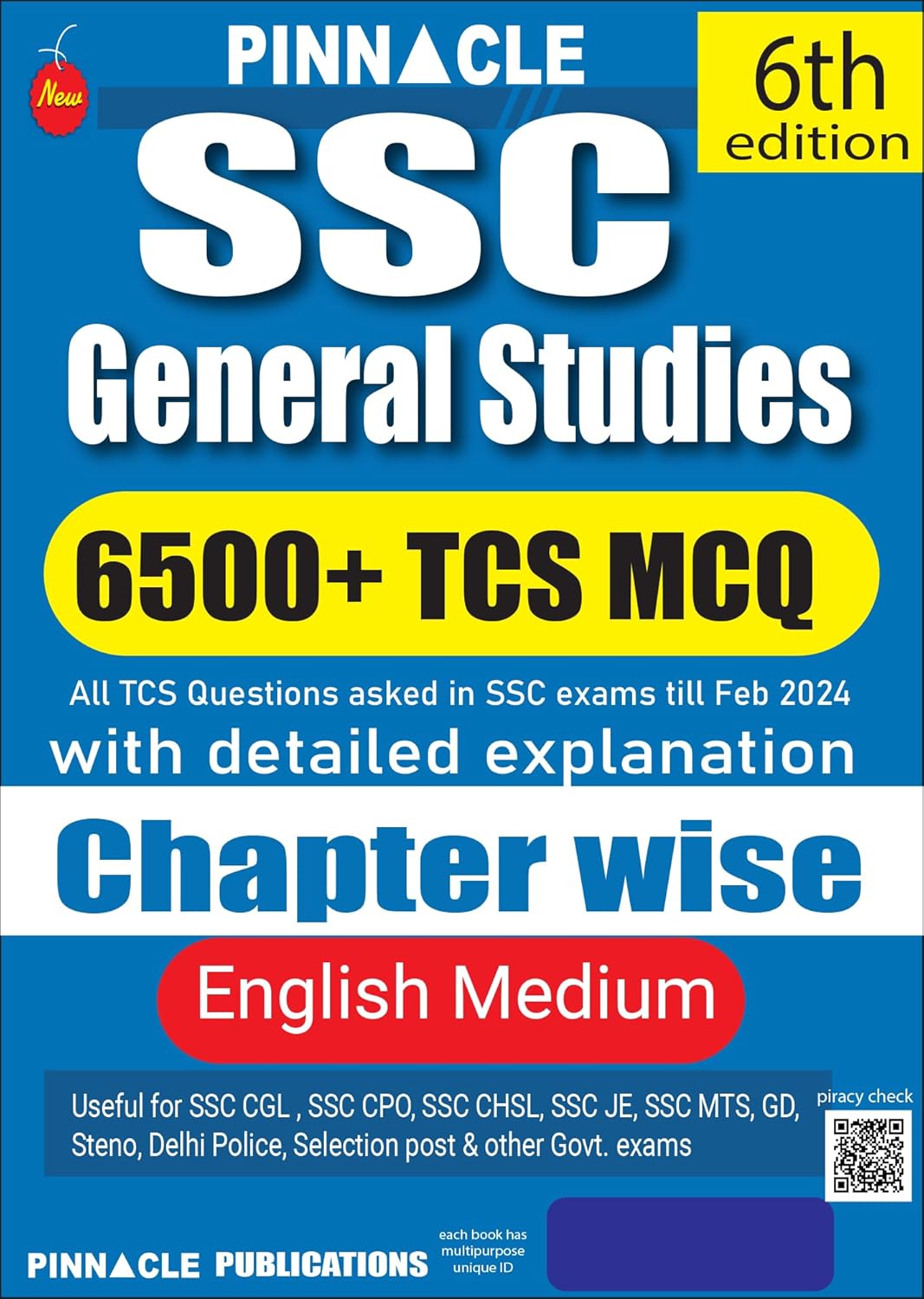 Pinnacle SSC General Studies 6500+ TCS MCQ Chapter Wise 6th edition
