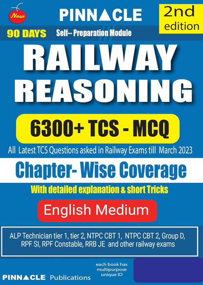 Pinnacle Railway Reasoning 6300 + TCS - MCQ Chapter-wise Coverage| 2nd edition