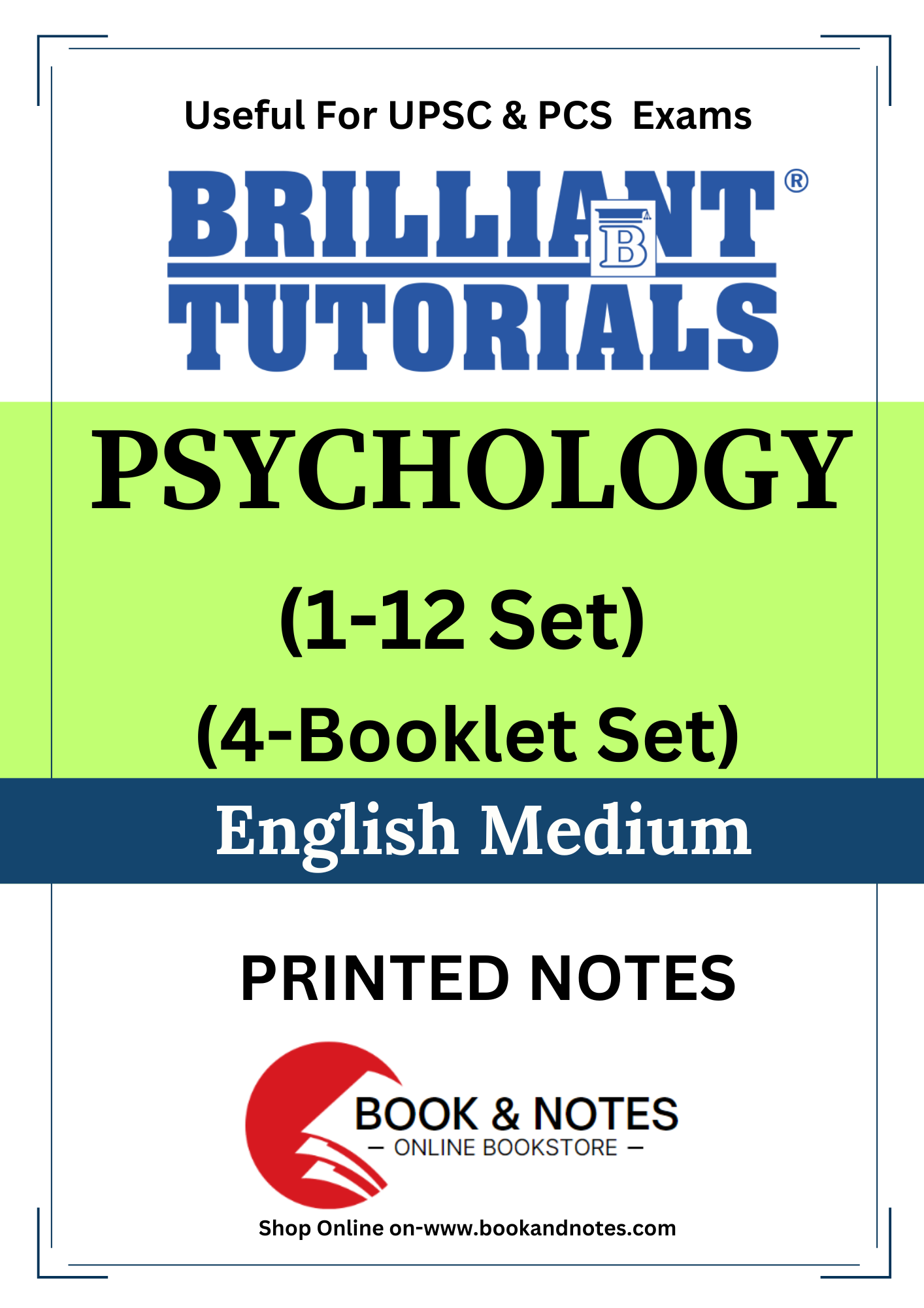 PSYCHOLOGY Brilliant Tutorials PRINTED MATERIAL (English Medium)