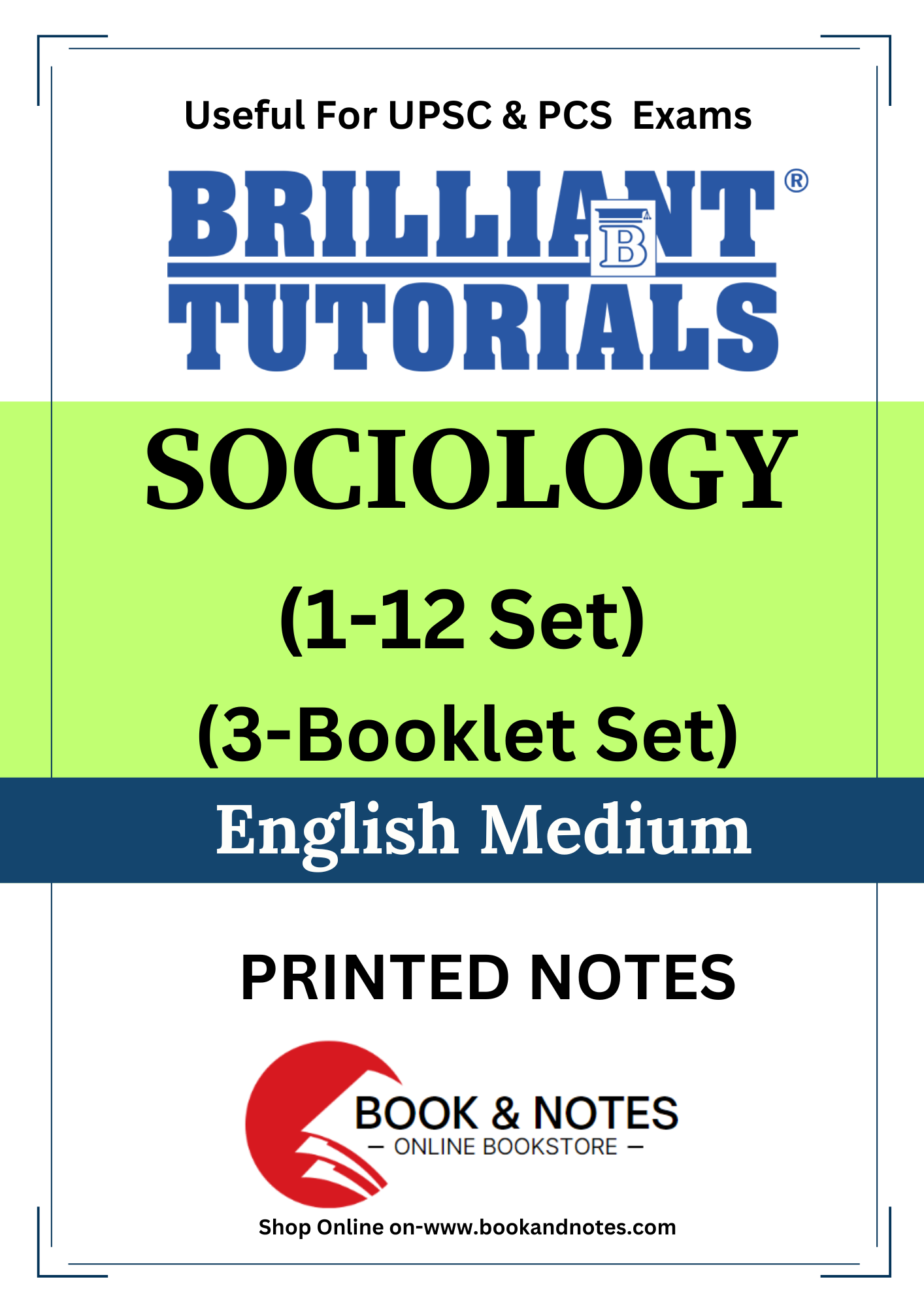 Sociology Brilliant Tutorials PRINTED MATERIAL (English Medium)