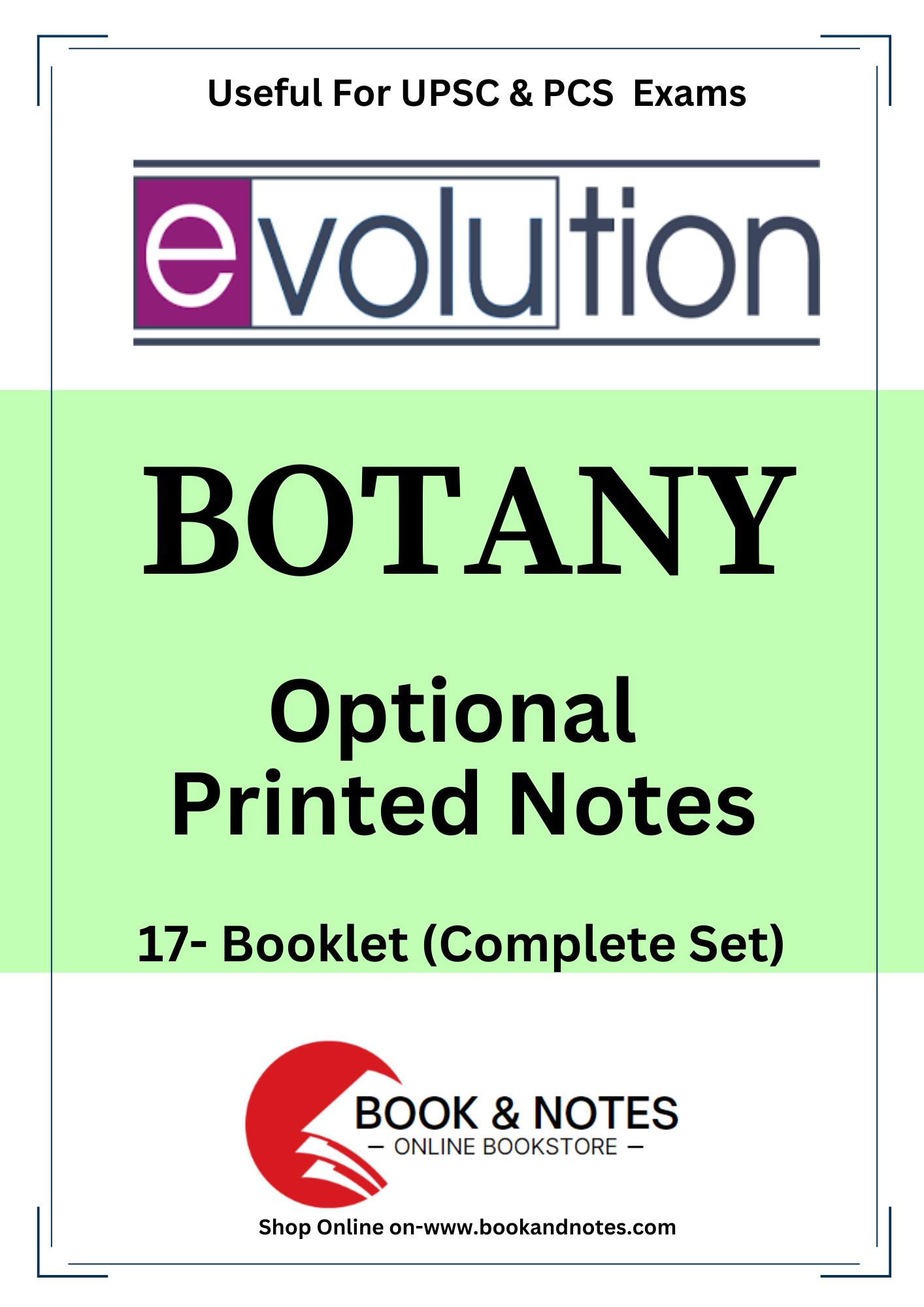 BOTANY EVOLUTION PRINTED MATERIAL (English Medium)