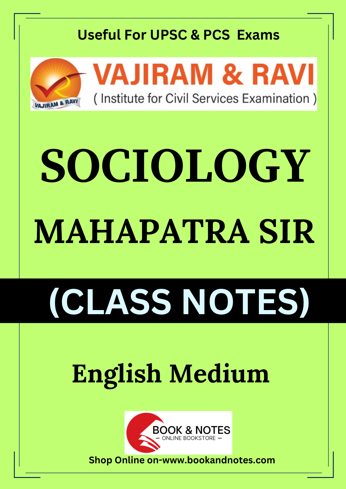 Vajiram & Ravi Mahapatra Sir Sociology Optional (Printed/Class Notes)English Medium