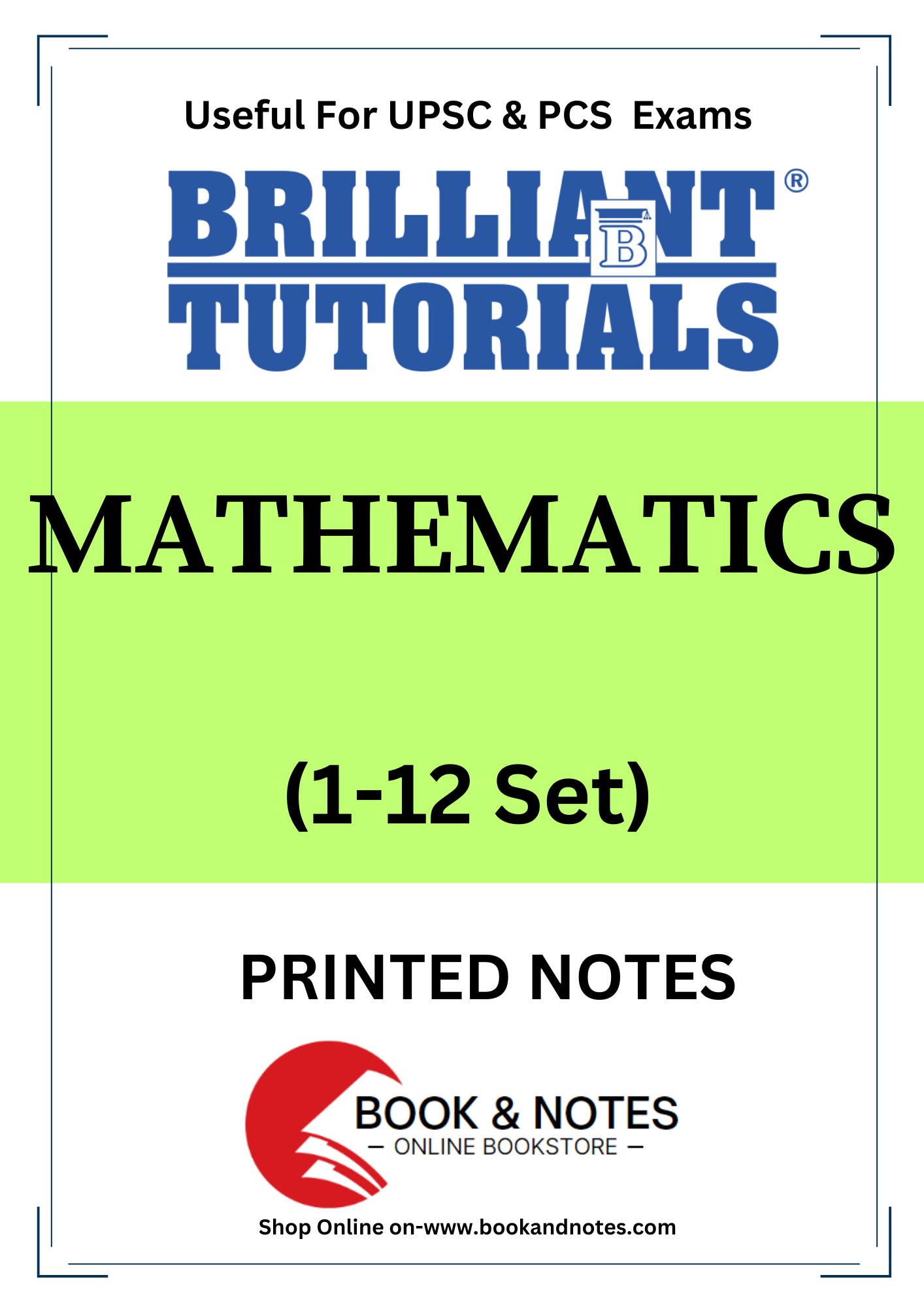 MATHEMATICS Brilliant Tutorials PRINTED MATERIAL (English Medium)