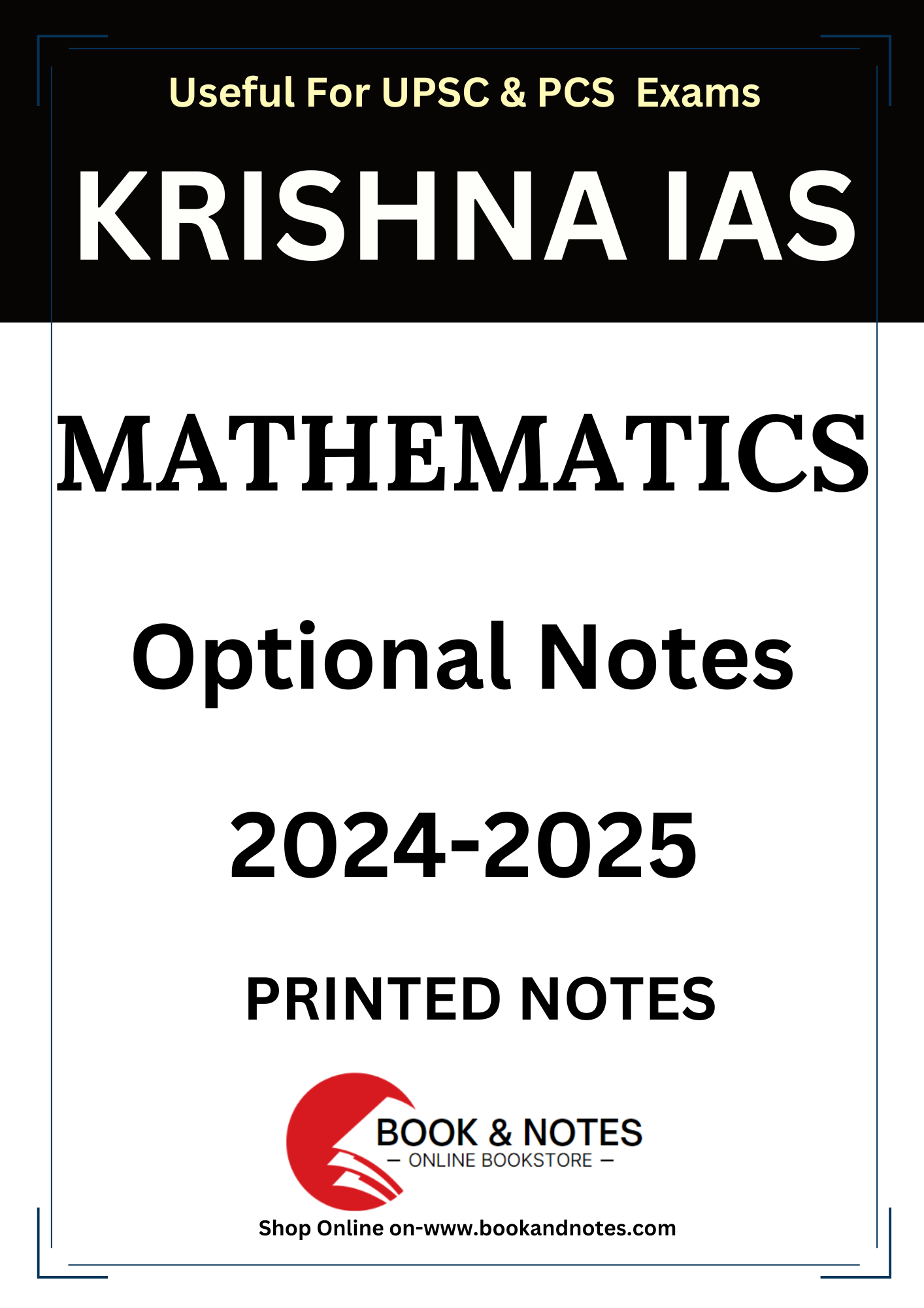 KRISHNA IAS MATHEMATICS PRINTED NOTES 2024-25 β Book and Notes