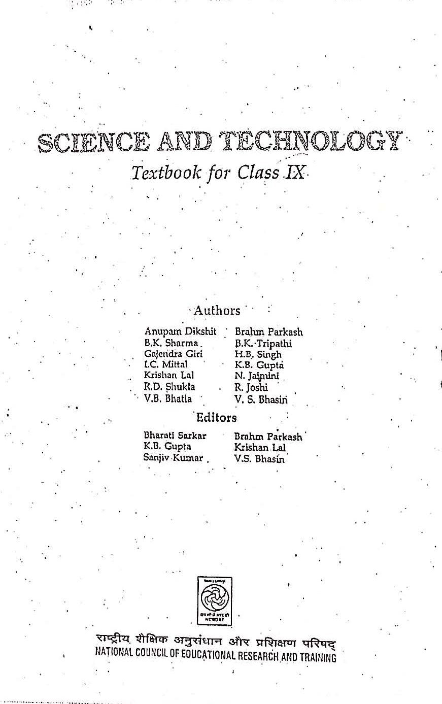 OLD NCERT Science Class 9- Science & Technology