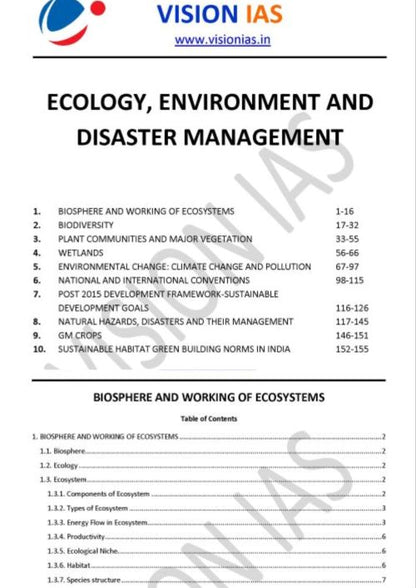 Disaster Management |आपदा प्रबंधन Vision IAS Classroom Study Material General Studies (English/Hindi Medium)