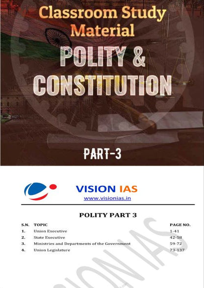 Polity|संविधान और राज्यव्यवस्था Vision IAS Classroom Study Material General Studies (English/Hindi Medium)