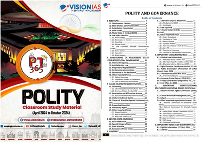 VISION IAS PT 365 Polity and Governance|राजव्यवस्था (April 2024 to October 2024)English/Hindi Medium 2025
