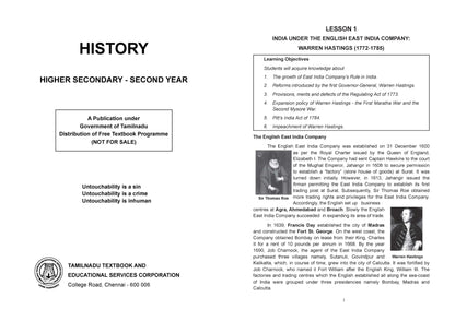 Tamil Nadu History Textbook 11th & 12th Standard(Set of 2 Booklet)