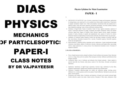 DIAS Physics Optional (Class notes) English Medium