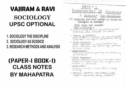 Vajiram & Ravi Mahapatra Sir Sociology Optional (Printed/Class Notes)English Medium