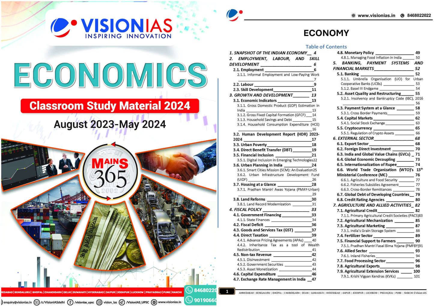 VISION IAS MAINS 365 Economy|अर्थव्यवस्था 2024 English/Hindi Medium