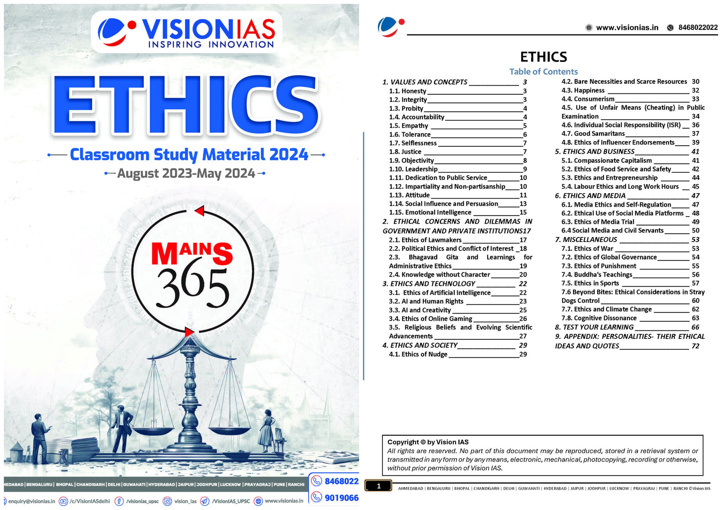 VISION IAS MAINS 365 Ethics|नीति शास्त्र 2024 English/Hindi Medium