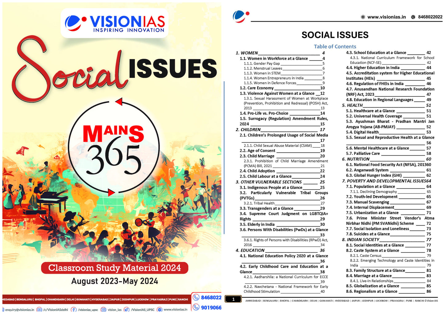 VISION IAS MAINS 365 Social Issues|सामाजिक मुद्दे 2024 English/Hindi Medium