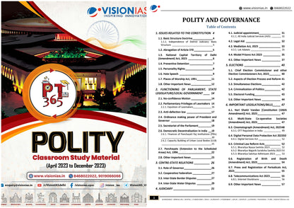 VISION IAS PT 365 Polity and Governance|राजव्यवस्था 2024 English/Hindi Medium