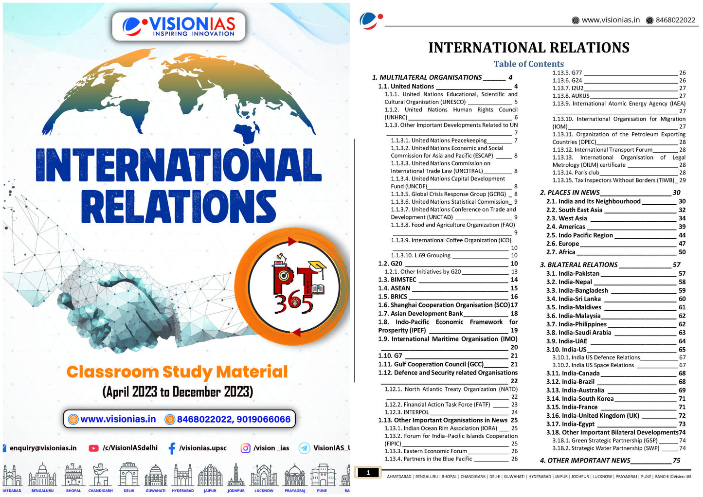 VISION IAS PT 365 International Relations|अंतर्राष्ट्रीय संबंध 2024 English/Hindi Medium