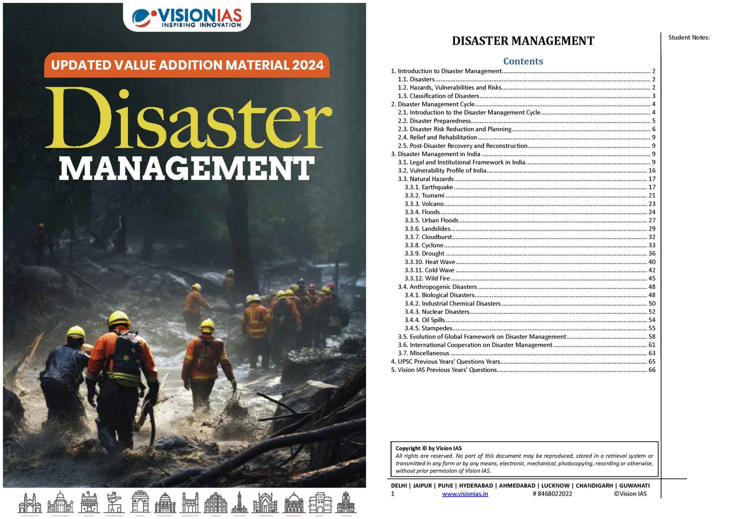 Disaster Management Vision IAS Updated Value Addition Material 2024 English/Hindi Medium
