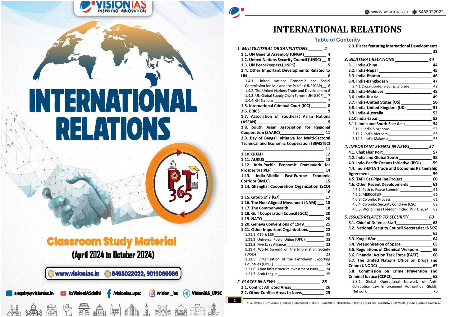 VISION IAS PT 365 International Relations|अंतर्राष्ट्रीय संबंध (April 2024 to October 2024) English/Hindi Medium 2025
