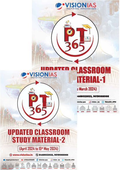 VISION IAS PT 365 Updated Classroom Study Material Part 1 & 2 (April 2024 to October 2024) English/Hindi Medium(Set Of 2 Booklet)2025