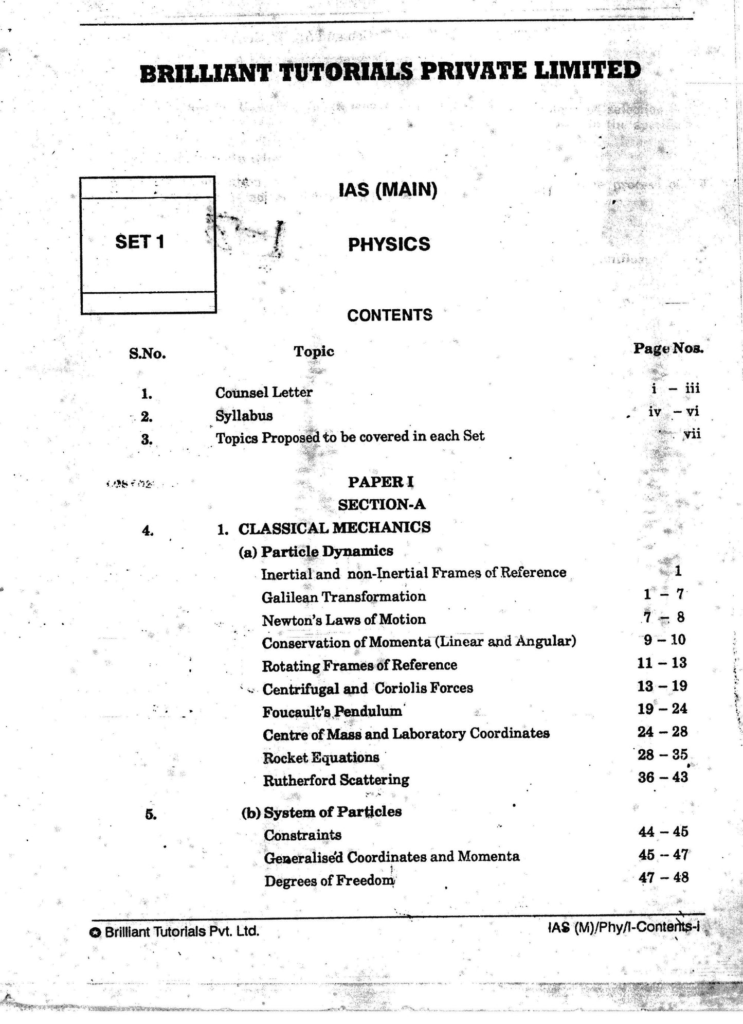 Physics Brilliant Tutorials PRINTED MATERIAL (English Medium)