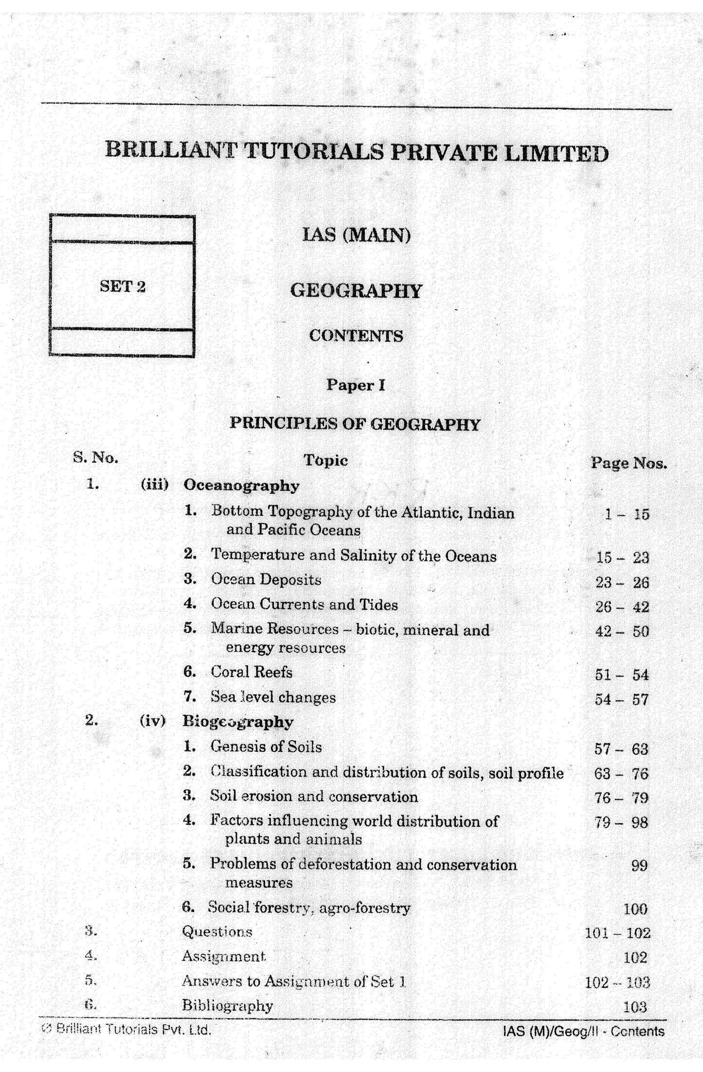 Geography Brilliant Tutorials PRINTED MATERIAL (English Medium)