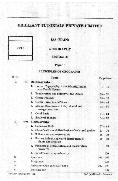 Geography Brilliant Tutorials PRINTED MATERIAL (English Medium)