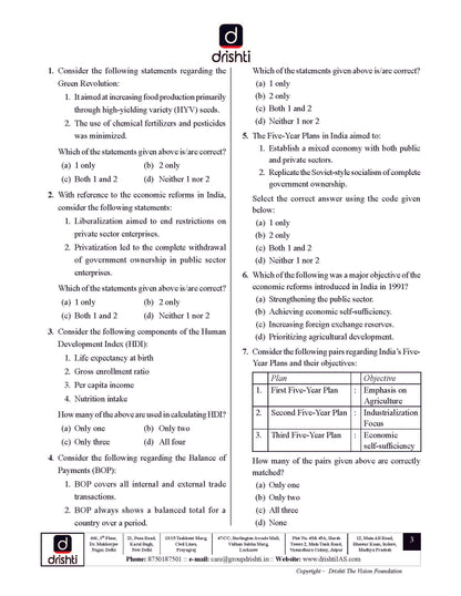 Dristy IAS Prelims Test Series –3 (2503) 2025