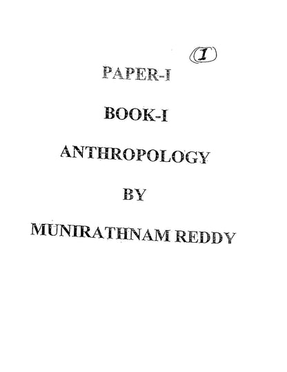 Munirathnam Reddy Anthropology Notes (English Medium)