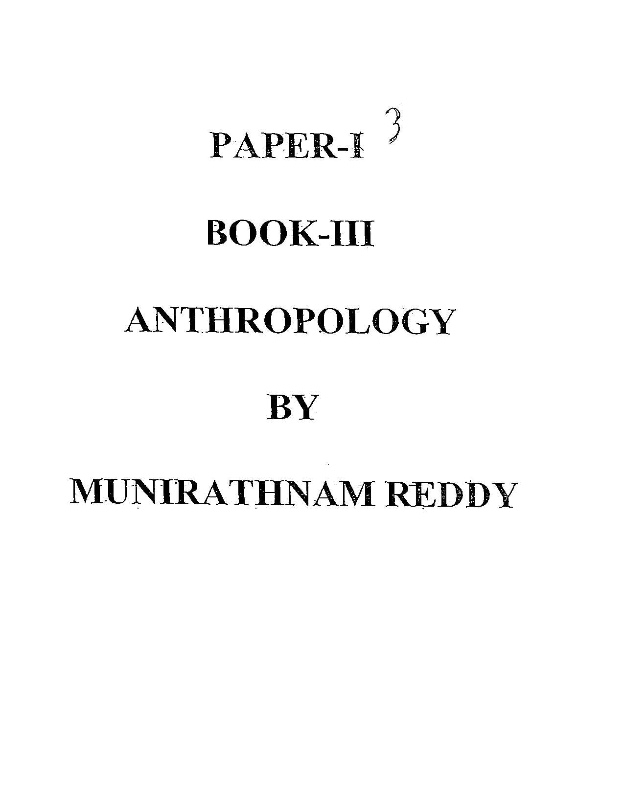 Munirathnam Reddy Anthropology Notes (English Medium)