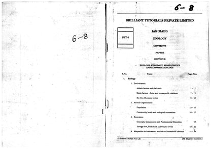 Zoology Brilliant Tutorials PRINTED MATERIAL (English Medium)