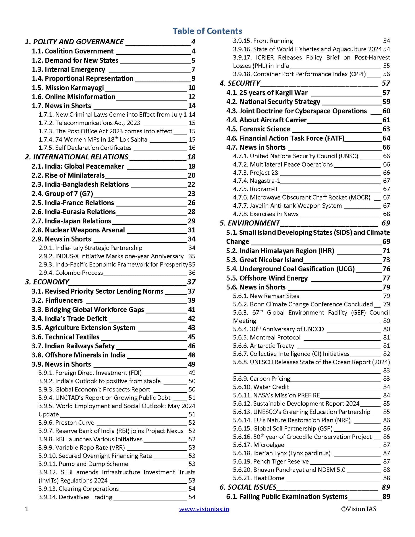 VisionIAS Monthly Current Affairs June 2024