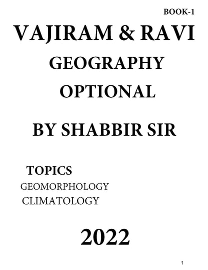 VAJIRAM & RAVI Shabbir Sir Geography Optional (Class Notes) 2022