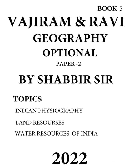 VAJIRAM & RAVI Shabbir Sir Geography Optional (Class Notes) 2022