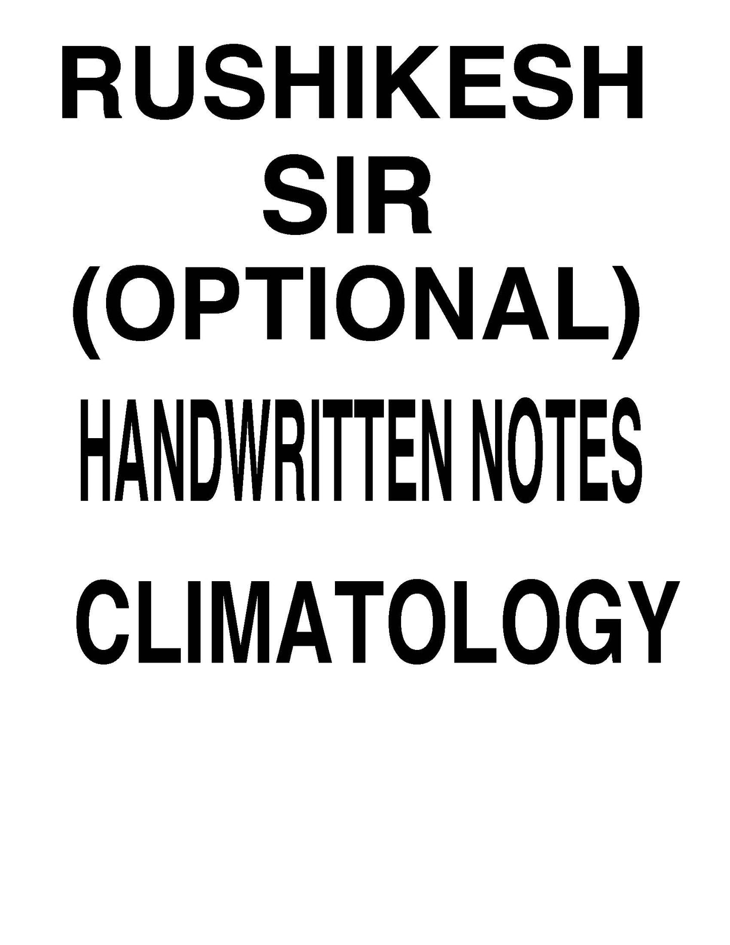 Rushikesh Dudhat Geography Optional (Class Notes)English Medium