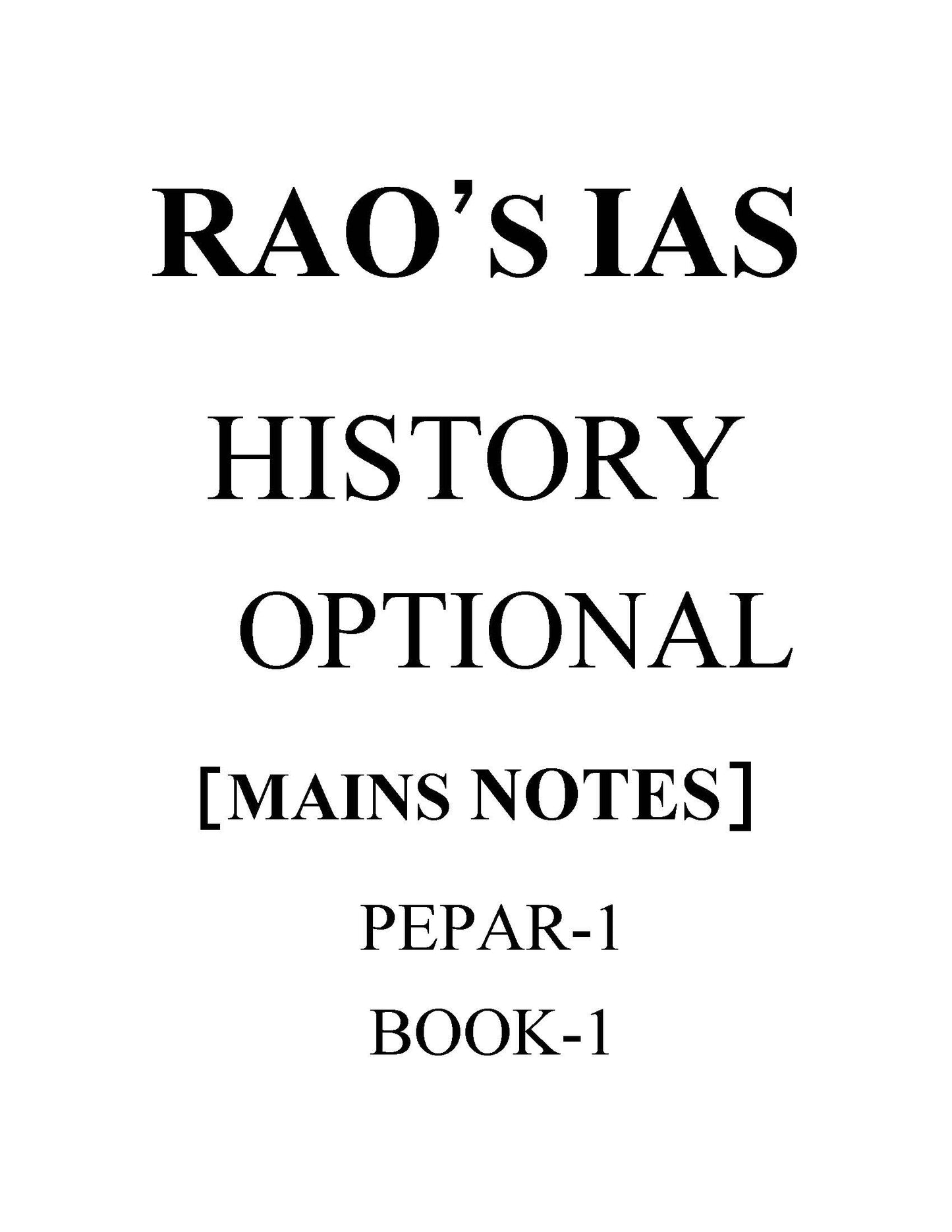 RAO'S IAS History Optional (Printed Notes)English Medium