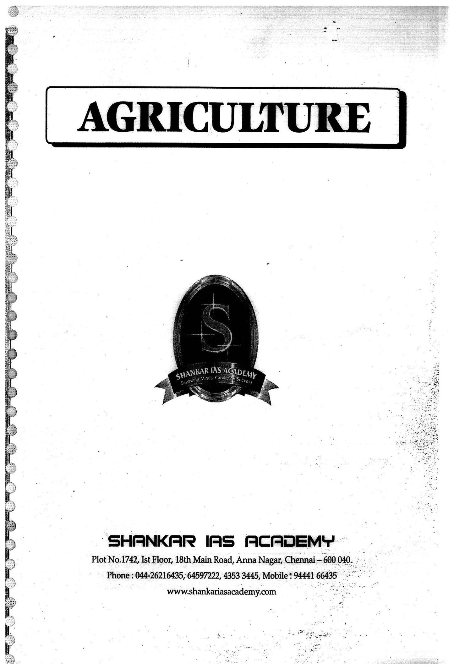 Agriculture Optional Notes By- SHANKAR IAS ACADEMY (English Medium)